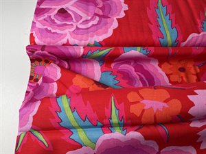 Patchwork stof - Kaffe Fassett blomster i smukke varme pink toner